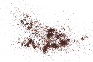 Instant powdered coffee isolated on white, top view