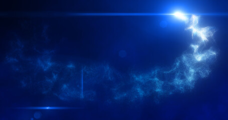 Abstract blue glowing energy magic particle comet flying along the path line futuristic hi-tech
