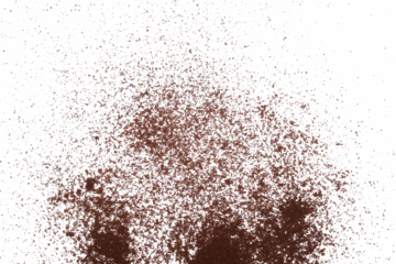 Instant powdered coffee isolated on white, top view