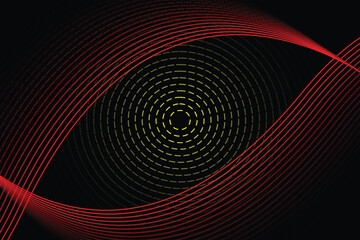 Abstract geometric background with dots and lines. abstract eye design. modern vector template. red and yellow wave lines.