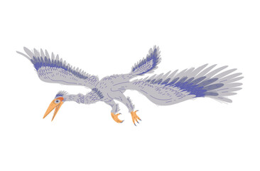 Vector illustration of Enantiornis, a family of extinct migratory birds, isolated on white background