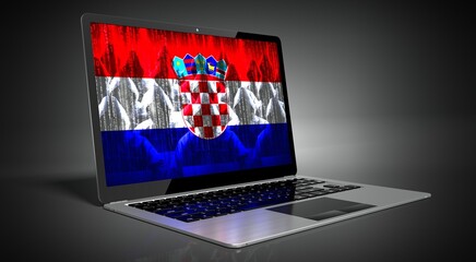 Croatia - country flag and hackers on laptop screen - cyber attack concept