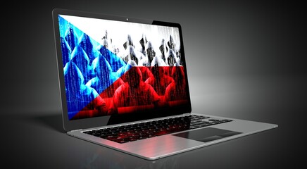 Czech Republic - country flag and hackers on laptop screen - cyber attack concept