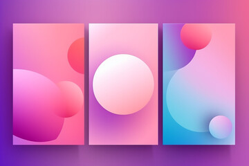 Generative AI. Modern pink Covers Template Design. Fluid colors. Set of Trendy Holographic Gradient shapes for Presentation, Magazines, Flyers, Annual Reports, Posters and Business Cards.
