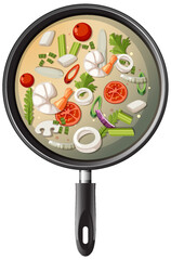 Spicy Thai Tom Yum soup in the pot