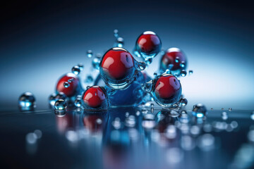 Microscopic view of liquid atom reaction - Generative AI