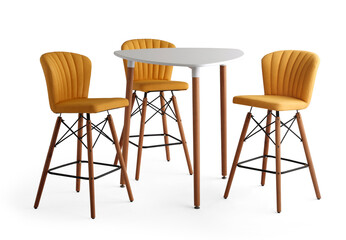 Modern dining table isolated on white background . table and chair