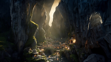 hidden village in cave