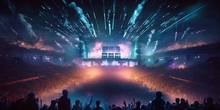 Dramatically Lit Music Concert Mock-up Generative AI