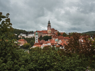 Obraz premium View of the Krumlov castle and the old town of Cesky Krumlov, Czech Republic