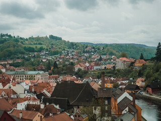 Fototapeta na wymiar Panoramic view of Cesky Krumlov, Czech Republic