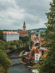 Obraz premium View of the Krumlov castle and the old town of Cesky Krumlov, Czech Republic