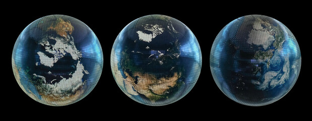 Earth data planet, Technology image of digital screen globe, update trend of the world concept, isolated on clear background