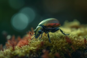 Beetle moss nature. Generate Ai