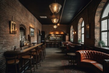 Fototapeta na wymiar Bar interior vintage loft. Generate Ai