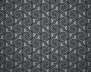 The geometric pattern with wavy lines. Seamless vector background. Black and gray texture. Simple lattice graphic design