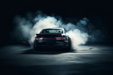 Car drifting smoke. Generate Ai