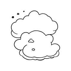 Cute cloud cartoon outline icon, Cute happy smiling cloud cartoon, black line shape