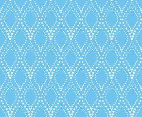 The geometric pattern with wavy lines. Seamless vector background. White and blue texture. Simple lattice graphic design