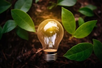 Eco friendly lightbulb. Generate Ai
