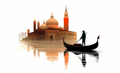 Fototapeten Illustration of the beautiful city of Venice. City of gondoliers, bridges, carnivals and love. Italy © Aleh Varanishcha