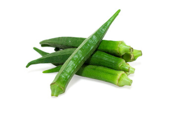 Fresh okra (abelmoschus esculentus) isolated on white background