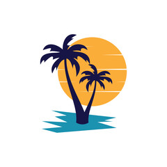 Fototapeta na wymiar Palm tree with modern abstract concept logo design
