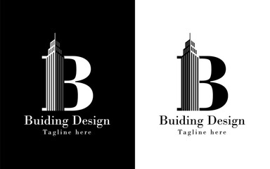 logo template Building Letter B with unique concept