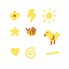 vector yellow element hand doodles