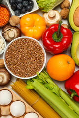 Different products, concept of grocery, ingredients for cooking