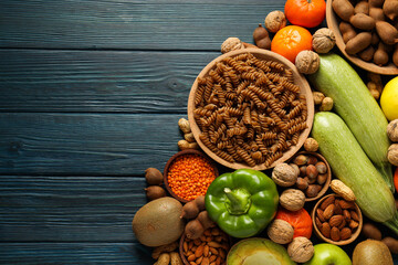 Different products, concept of grocery, ingredients for cooking