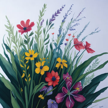 Pretty painted flowers background 