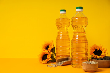 Concept of ingredients for cooking - Sunflower oil