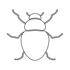 Silhouette of a beetle of the Coleoptera family on a white background.