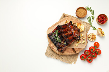 Tasty fried food - barbecue ribs, tasty fried meat