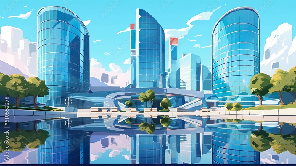 Poster background modern architecture. a sleek and modern banner design featuring an illustration of high m