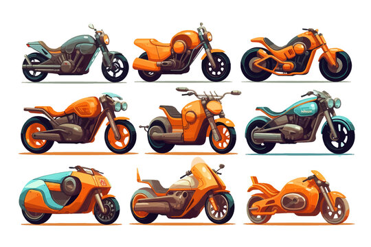 motorcycle set collection graphic clipart design Generative AI