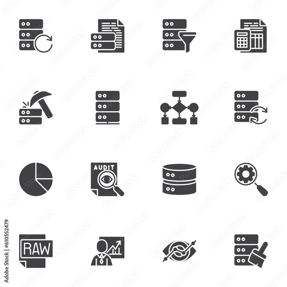 Poster data analytics vector icons set