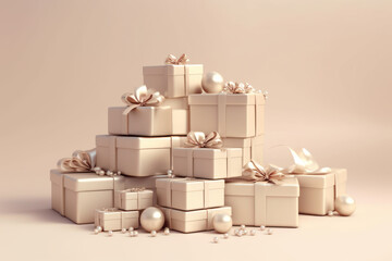 A pile of ivory gift boxes Generative AI