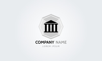Court, Museum, Bank, University house building icon, logo. classic Greek columns, vector illustration