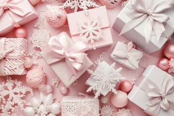 Pink Christmas decor and gifts Generative AI
