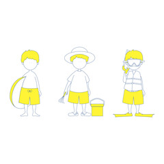 男の子　海　イラスト