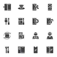 Mobile phone repair service vector icons set