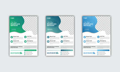 Modern Corporate and Creative Flyer Design Template Vertical Name Flyer Simple and Clean Green Blue White and Black Business Vector Illustration Colorful Gradient Flyer Design Brochure Medical Flyer