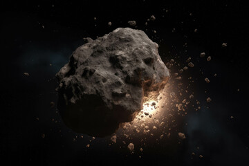 Asteroid, meteorite impact. Generative AI