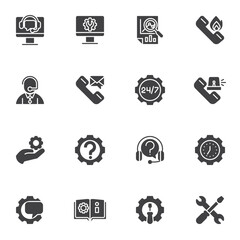 Technical support vector icons set