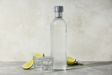 Concept of strong alcoholic drink - vodka drink