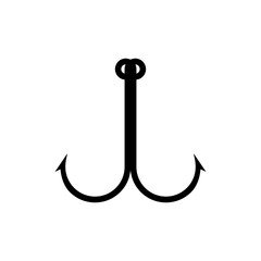 icon design of 2 fishing hooks combined into 1. clean and tidy design. suitable for fishing tackle shop logos or hook logos