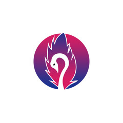 swan logo vector. Abstract minimalistic swan logo icon in gradation style