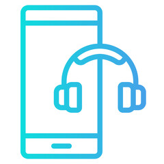 Headphone smartphone gradient line icon, use for website mobile app presentation